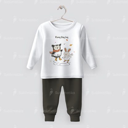 Autumn Puddle Fun Owl and Bunny