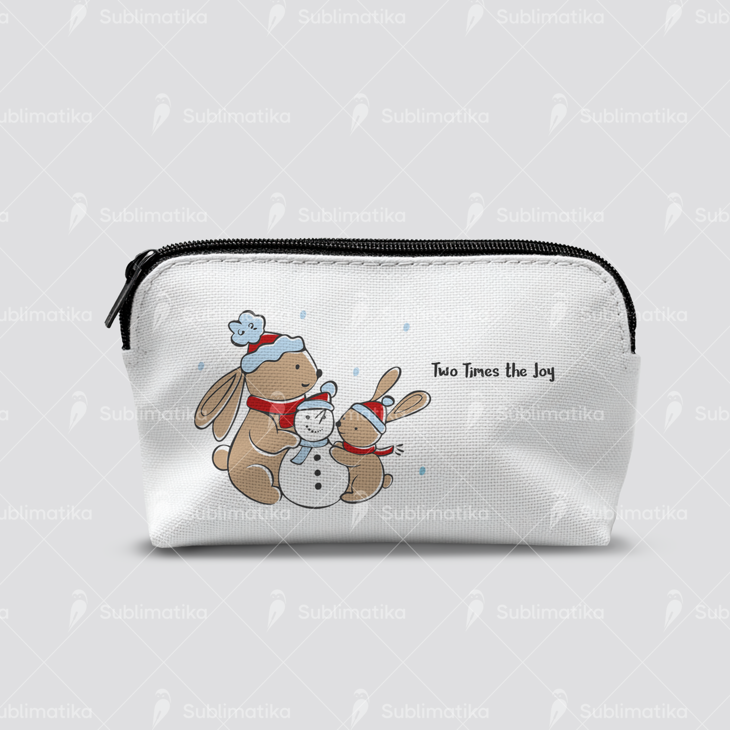 Bunnies Building a Snowman