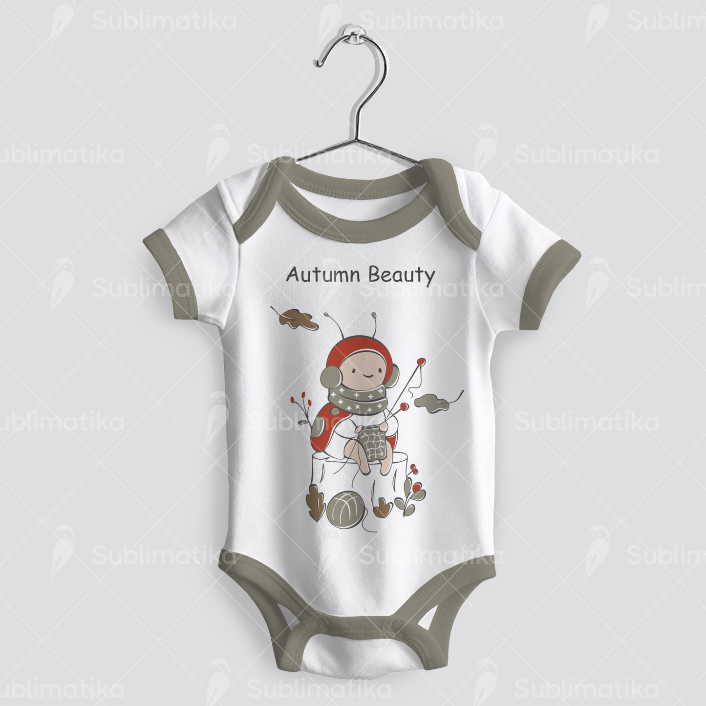 Knitting Ladybug on a Stump