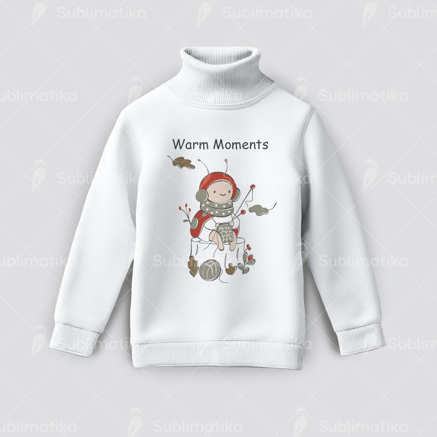 Knitting Ladybug on a Stump