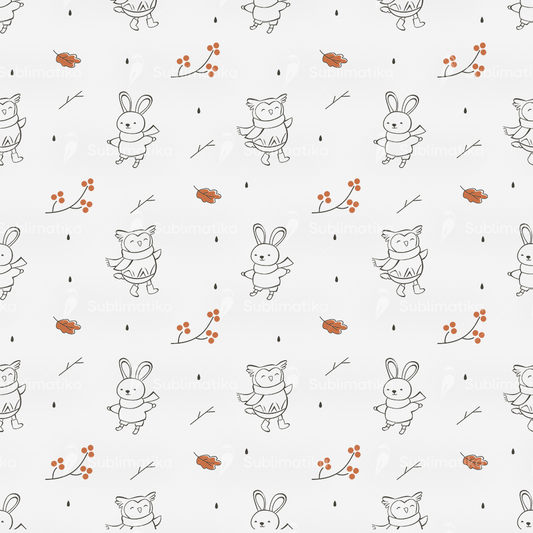 Owl and Bunny Rain Stroll_Pattern