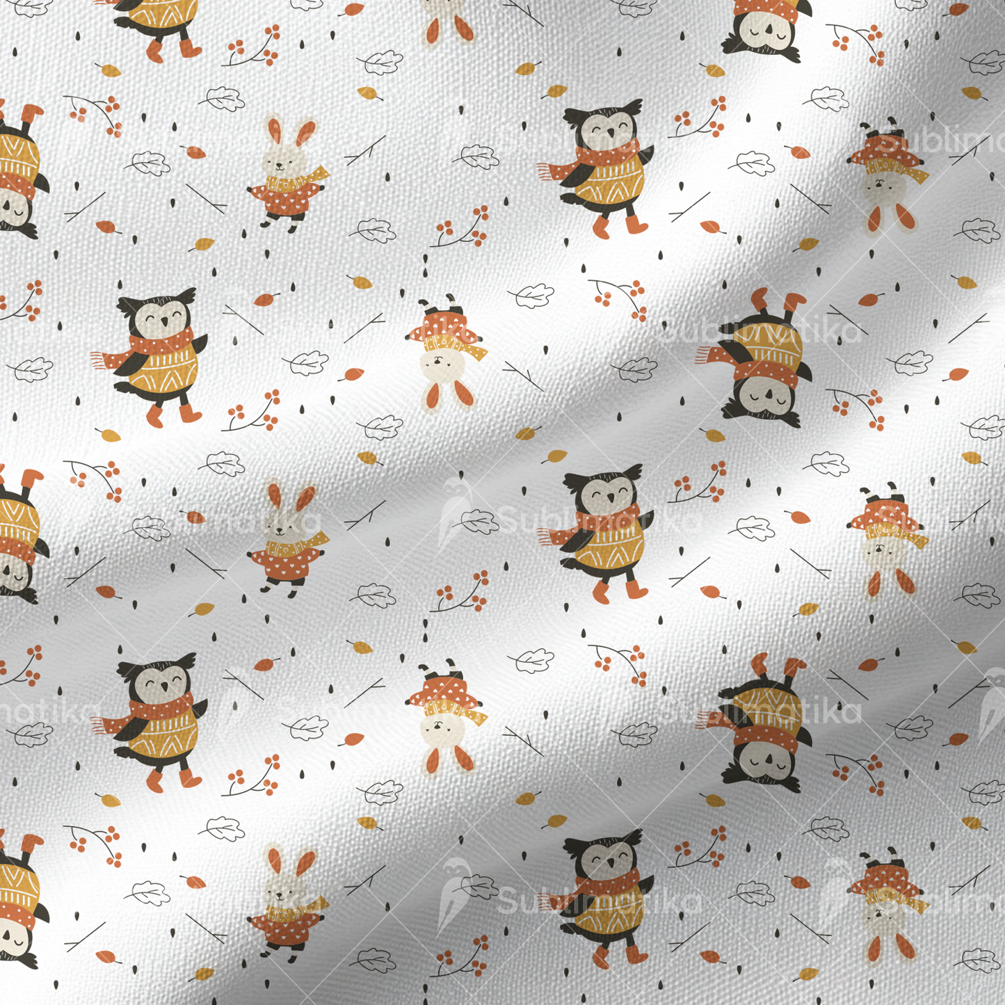 Owl & Bunny in the Rain_Pattern